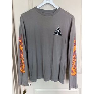 PALM ANGELS Long Sleeve Palms& Flames Tee